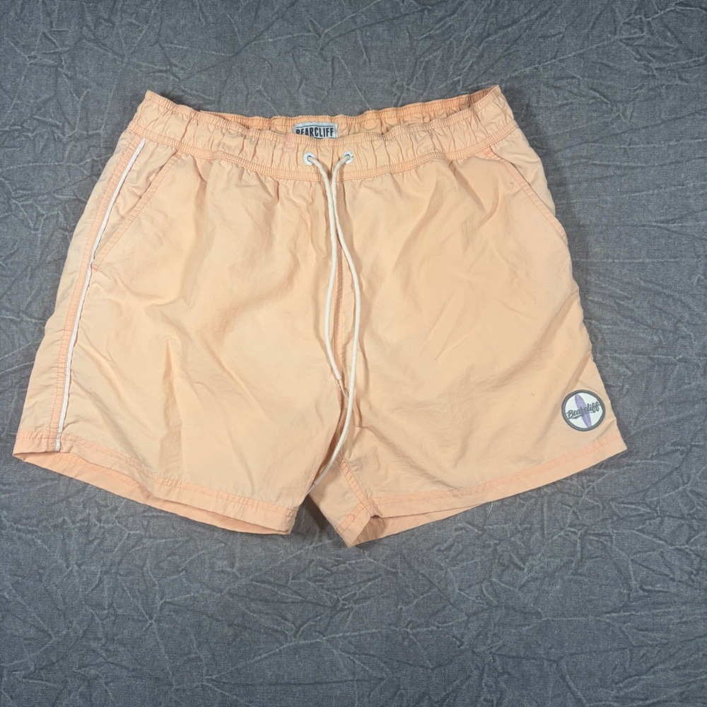 Bearcliff Mens Swim Shorts Medium Peach Orange Mesh Lined Trunks 5 Inch Inseam